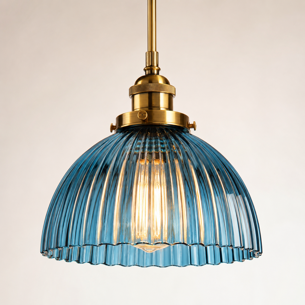 Lámpara colgante Eraeora de cristal azul