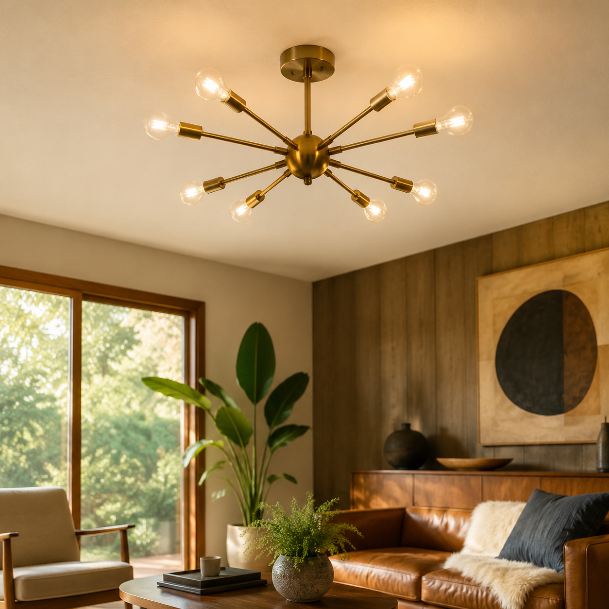 Lámpara Blikuvo en salón mid-century