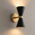 Aplique de pared Lunora mid-century negro y dorado