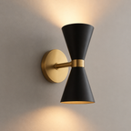 Aplique de pared Lunora mid-century negro y dorado