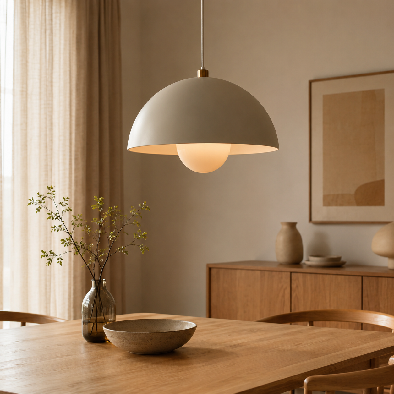 Lámpara colgante Sombrero sobre mesa de comedor